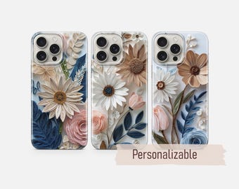 Funda para teléfono con estampado floral y diseño de papel filigranado, compatible con iPhone 18, 17, 16, 15, 14, 13 Pro Max, Xr, Xs, Google Pixel 10 Pro XL, 9, 8, 7 y Samsung S26, S25 FE.