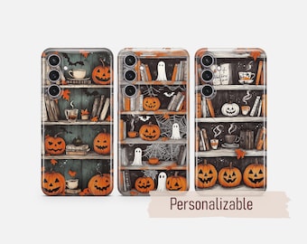 Halloween phone case Autumn Book Shelf cover fit for Samsung S26 S25 S24 S23 S22 Plus Ultra FE S10 Galaxy Note 20 A16 A17 A57 A56 A16 A25