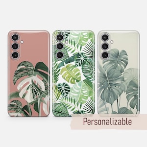 Pflanze Handyhülle Monstera Tropical Cover passend für Samsung S25 S24 S23 S22 S21 Plus Ultra FE S10 Galaxy Note 20 A15 A16 A55 A56 A14 A25 A24