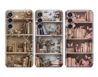 Bookshelf Phone Case Floral Spring cover fit for Samsung S26 S25 S24 S23 S22 Plus Ultra FE S10 Galaxy Note 20 A16 A17 A57 A56 A16 A25 A05