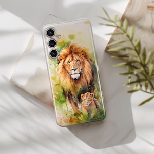 Lion Phone Case Wildlife Baby Safari cover fit for iPhone 17 16 15 14 13 12 Pro Max Xr Xs, Google Pixel 10 Pro XL 9 8 7 6, Samsung S25 S24