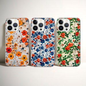 Funda de teléfono con flores y acuarela, compatible con iPhone 16, 15, 14, 13, 12, 11 Pro Max, Xr, 8 Plus, Samsung S25, S24, S23 FE, A16, A15, A55, A25, Pixel