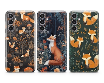 Fox Phone Case Floral Forest Pattern cover fit for Samsung S26 S25 S24 S23 S22 Plus Ultra FE S10 Galaxy Note 20 A16 A17 A57 A56 A16 A25 A05
