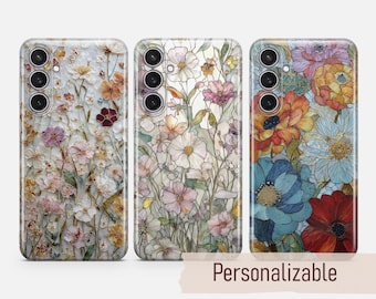 Wildblumen Handyhülle Mosaik Print Cover passend für Samsung S26 S25 S24 S23 S22 Plus Ultra FE S10 Galaxy Note 20 A16 A17 A57 A56 A16 A25 A05s