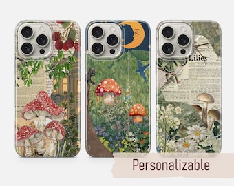 Cottagecore Handyhülle Nature Scrapbook paßt für iPhone 17 16 15 14 13 12 Pro Max Xr Xs, Google Pixel 10 Pro XL 9 8 7 6, Samsung S26 S25 FE