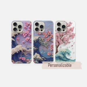 桜のスマホケース 和柄 波模様 カバー iPhone 17 16 15 14 13 12 Pro Max Xr Xs、Google Pixel 10 Pro XL 9 8 7 6、Samsung S26 S25 対応