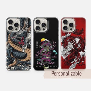 Dragon Phone case Japanese art Cover fit for iPhone 17 16 15 14 13 12 Pro Max Xr Xs, Google Pixel 10 Pro XL 9 8 7 6, Samsung S25 S24 FE