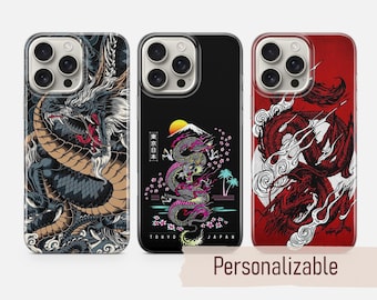 Dragon Phone case Japanese art Cover fit for iPhone 17 16 15 14 13 12 Pro Max Xr Xs, Google Pixel 10 Pro XL 9 8 7 6, Samsung S26 S25 FE