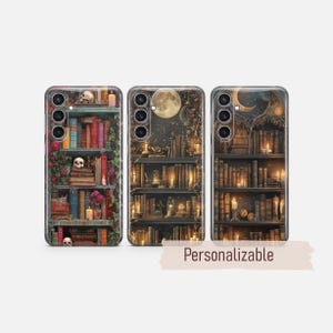 Gothic Phone case Bookshelf Witchy cover fit for Samsung S26 S25 S24 S23 S22 Plus Ultra FE S10 Galaxy Note 20 A16 A17 A57 A56 A16 A25e A05s