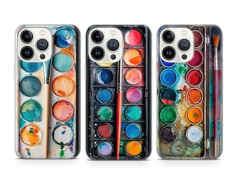 Watercolor Palette Phone Case Art cover fit for iPhone 17 16 15 14 13 12 Pro Max Xr Xs, Google Pixel 10 Pro XL 9 8 7 6, Samsung S26 S25 FE