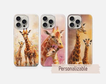 Funda para teléfono con diseño de jirafa, funda familiar con estampado de safari, compatible con iPhone 17 16 15 14 13 12 Pro Max Xr Xs, Google Pixel 10 Pro XL 9 8 7 Samsung S26 S25
