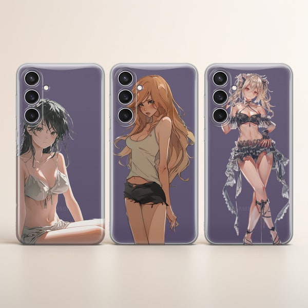 Clear Anime phone case Girl cover fit for Samsung S24 S23 S22 S21 S20 Plus Ultra FE S10 Galaxy Note 20 A15 A14 A54 A55 A13 A25 A24 A05 A32