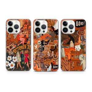 Pumpkin phone case Halloween Collage cover fit for iPhone 17 16 15 14 13 12 Pro Max Xr Xs, Google Pixel 10 Pro XL 9 8 7 6, Samsung S25 S24