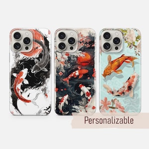 Koi Fish Phone Case Yin Yang Art cover fit for iPhone 17 16 15 14 13 12 Pro Max Xr Xs, Google Pixel 10 Pro XL 9 8 7 6, Samsung S25 S24 FE