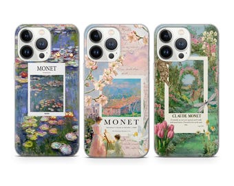 Claude Monet Coque de portable Art Collage pour iPhone 17 16 15 14 13 12 Pro Max Xr Xs, Google Pixel 10 Pro XL 9 8 7 6, Samsung S26 S25 FE