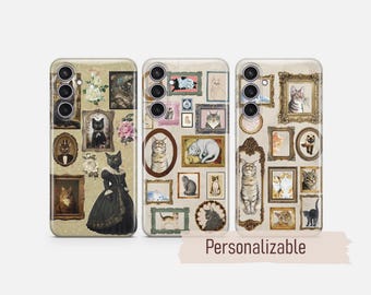 Vintage Katze Handyhülle lustige Retro Cover passend für Samsung S26 S25 S24 S23 S22 Plus Ultra FE S10 Galaxy Note 20 A16 A17 A57 A56 A16 A25 A05s