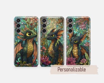 Baby Dragon Phone Case Stained Glass Print cover fit for Samsung S26 S25 S24 S23 S22 Plus Ultra FE S10 Galaxy Note 20 A16 A17 A57 A56 A14