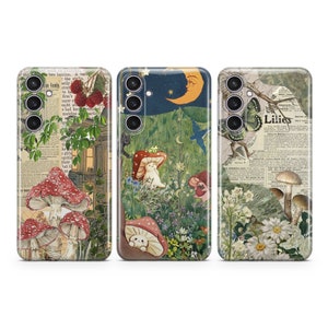 Étui pour téléphone Cottagecore Nature Scrapbooking pour Samsung S25 S24 S23 S22 S21 Plus Ultra FE S10 Galaxy Note 20 A15 A16 A55 A56 A14 A25
