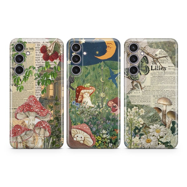 Cottagecore Phone case Nature Scrapbook cover fit for Samsung S24 S23 S22 S21 S20 Plus Ultra FE S10 Galaxy Note 20 A15 A14 A54 A55 A13 A25