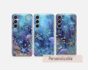 Funda para teléfono Sea Life Dreamy Marine compatible con Samsung S26 S25 S24 S23 S22 Plus Ultra FE S10 Galaxy Note 20 A16 A17 A57 A56 A14 A25 A05s