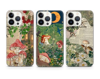 Cottagecore Phone case Nature Scrapbook  fit for iPhone 17 16 15 14 13 12 Pro Max Xr Xs, Google Pixel 10 Pro XL 9 8 7 6, Samsung S25 S24 FE