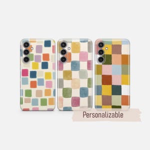 Colorful Checkered Phone case Squares cover fit for Samsung S26 S25 S24 S23 S22 Plus Ultra FE S10 Galaxy Note 20 A16 A17 A57 A56 A16 A25 A05 image 1