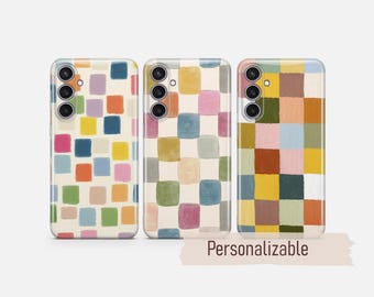Colorful Checkered Phone case Squares cover fit for Samsung S26 S25 S24 S23 S22 Plus Ultra FE S10 Galaxy Note 20 A16 A17 A57 A56 A16 A25 A05