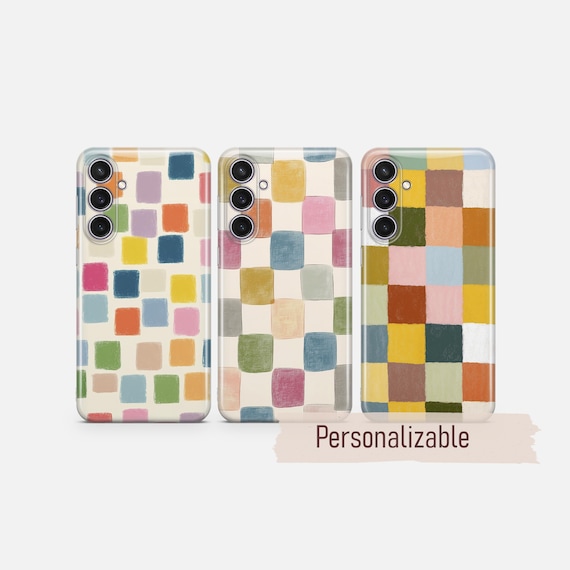 Colorful Checkered Phone case Squares cover fit for Samsung S26 S25 S24 S23 S22 Plus Ultra FE S10 Galaxy Note 20 A16 A17 A57 A56 A16 A25 A05