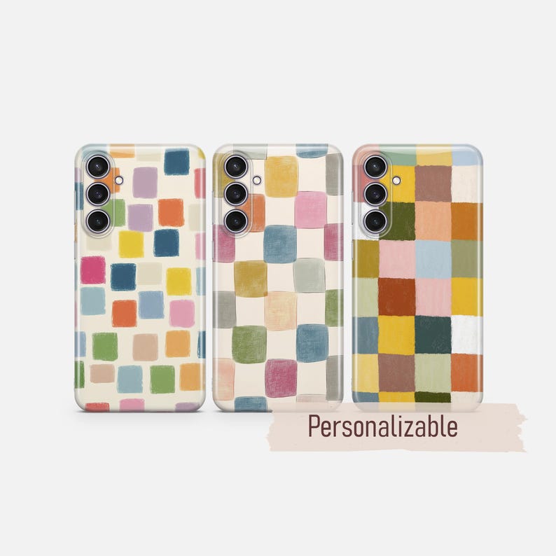 Colorful Checkered Phone case Squares cover fit for Samsung S26 S25 S24 S23 S22 Plus Ultra FE S10 Galaxy Note 20 A16 A17 A57 A56 A16 A25 A05 image 1
