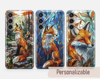 Fox Phone case Stained Glass Print Cover fit for Samsung S26 S25 S24 S23 S22 Plus Ultra FE S10 Galaxy Note 20 A16 A17 A57 A56 A16 A25 A05