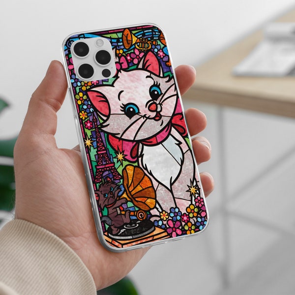 Marie Phone Case, Aristocats cover fit for iPhone 15 Pro Max, 14, 13, 12, 11, SE, XR, 8+, Samsung S24, S23, S22 Fe,  A14, A54, Pixel 7,  6