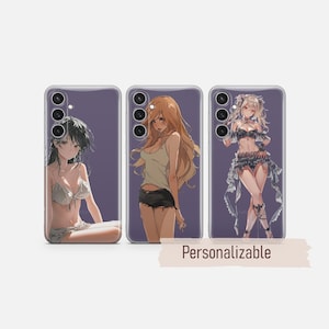 クリアなアニメ携帯ケース 女の子カバー Samsung S26 S25 S24 S23 S22 Plus Ultra FE S10 Galaxy Note 20 A16 A17 A57 A56 A16 A25 A24 A05 A32 対応