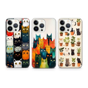 Cats Phone Case Funny Kittens Cute cover fit for iPhone 17 16 15 14 13 12 Pro Max Xr Xs, Google Pixel 10 Pro XL 9 8 7 6, Samsung S25 S24 FE