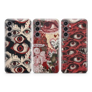 Gore Eyeball Coque de téléphone Creepy Eyes pour Samsung S25 S24 S23 S22 S21 Plus Ultra FE S10 Galaxy Note 20 A15 A16 A55 A56 A25 A24 A05