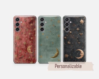 Celestial Phone Case Moon & Stars cover fit for Samsung S26 S25 S24 S23 S22 Plus Ultra FE S10 Galaxy Note 20 A16 A17 A57 A56 A14 A25 A05s