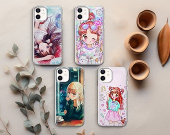 Anime Phone case Japanese Kawaii cover fit for iPhone 17 16 15 14 13 12 Pro Max Xr Xs, Google Pixel 10 Pro XL 9 8 7 6, Samsung S26 S25 FE