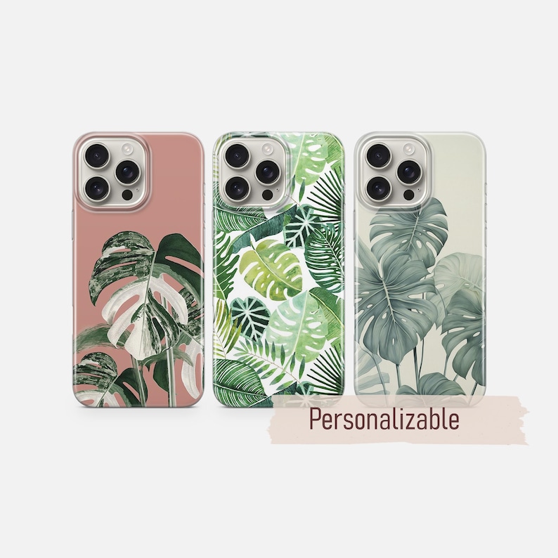 Plant Phone case Monstera Tropical Cover fit for iPhone 18 17 16 15 14 13 Pro Max Xr Xs, Google Pixel 10 Pro XL 9 8 7 6, Samsung S26 S25 FE image 1
