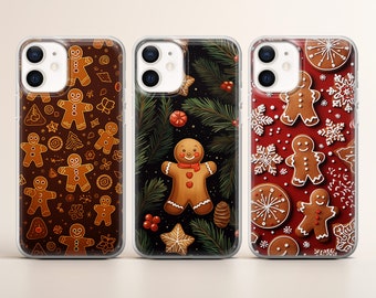 Christmas Phone case  Gingerbread man Cover fit for iPhone 17 16 15 14 13 12 Pro Max Xr Xs, Google Pixel 10 Pro XL 9 8 7 6, Samsung S25