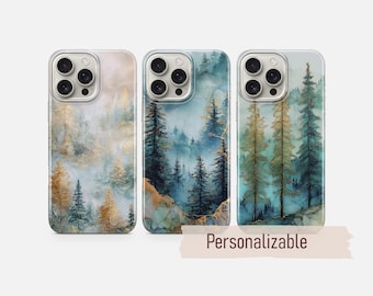 Pine Trees Phone case Misty Forest cover fit for iPhone 17 16 15 14 13 12 Pro Max Xr Xs, Google Pixel 10 Pro XL 9 8 7 6, Samsung S26 S25 FE