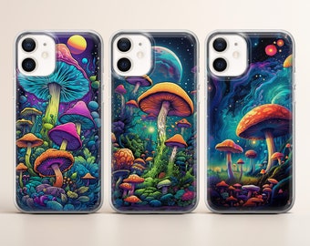 Mushroom Phone Case Moon Stars cover fit for iPhone 17 16 15 14 13 12 Pro Max Xr Xs, Google Pixel 10 Pro XL 9 8 7 6, Samsung S26 S25 FE