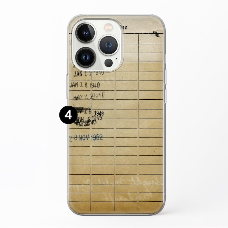 May include: A clear phone case with a vintage-style design featuring a yellowed, lined paper background with black text. The text includes dates like "Jan 11 1940", "Jan 16 1940", "May 2 1945", "15 1948", and "2 8 NOV 1962".