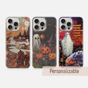 Spooky Phone case Ghost Halloween cover fit for iPhone 17 16 15 14 13 12 Pro Max Xr Xs, Google Pixel 10 Pro XL 9 8 7 6, Samsung S25 S24