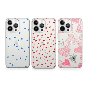 Funda transparente con diseño de corazones y amor, compatible con iPhone 17, 16, 15, 14, 13, 12 Pro Max, Xr, Xs, Google Pixel 10 Pro XL, 9, 8, 7, 6 y Samsung S25.