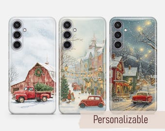 Rode Vrachtwagen Telefoon Geval Gezellige Kerst cover fit voor Samsung S26 S25 S24 S23 S22 Plus Ultra FE S10 Galaxy Note 20 A15 A16 A57 A56 A16 A25 A05s