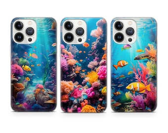 Coral Reef Phone Case Tropical Fish cover fit for iPhone 17 16 15 14 13 12 Pro Max Xr Xs, Google Pixel 10 Pro XL 9 8 7 6, Samsung S26 S25 FE