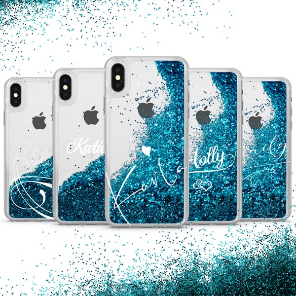 Personalized phone case, Name cover fit for iPhone15 14 13 12 11 Pro max Xs Xr 8 7 6 SE plus Liquid Glitter