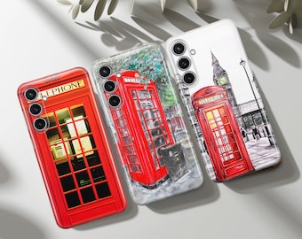 London phone case British red cover fit for Samsung S26 S25 S24 S23 S22 Plus Ultra FE S10 Galaxy Note 20 A16 A17 A57 A56 A16 A25 A24 A05