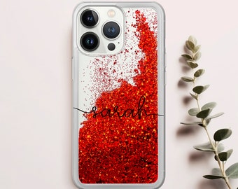 Liquid Glitter phone case Personalized Name cover fit for iPhone 15 14 13 12 11 Pro max Xs Xr 8 7 6 SE plus