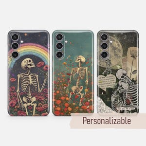 Totenkopf Handyhülle Gothic Floral Cover passend für Samsung S25 S24 S23 S22 S21 Plus Ultra FE S10 Galaxy Note 20 A15 A16 A55 A56 A14 A25 A05