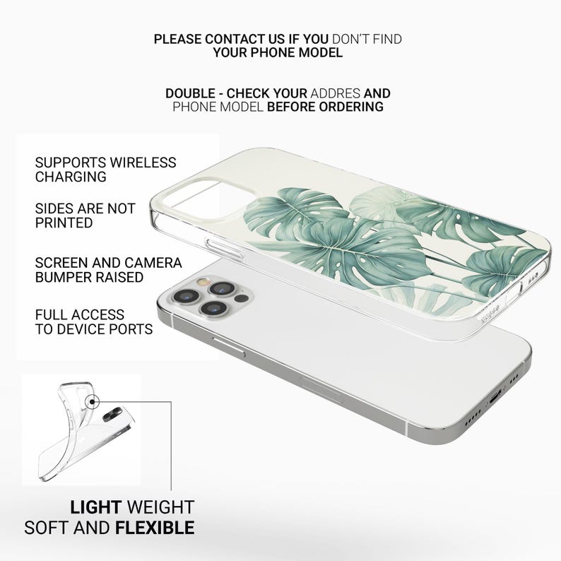 Plant Phone case Monstera Tropical Cover fit for iPhone 18 17 16 15 14 13 Pro Max Xr Xs, Google Pixel 10 Pro XL 9 8 7 6, Samsung S26 S25 FE image 10